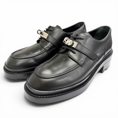 美品 エルメス ケリーバックル ダービーシューズ ローファー FIRST 37