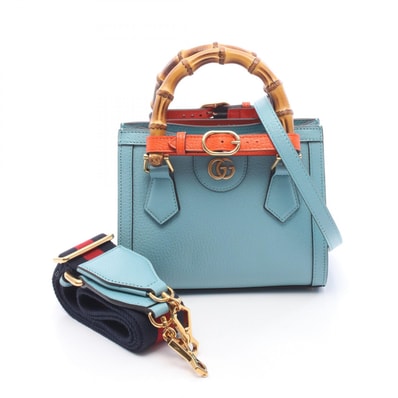 グッチ GUCCI ダイアナ ミニ バンブー 2WAY トートバッグ バッグ レザー レディース ブルー系 702732 【中古】