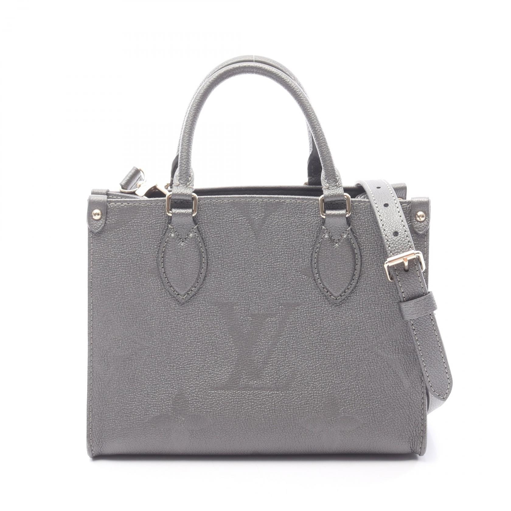 ルイ・ヴィトン LOUIS VUITTON オンザゴーPM 2WAY ハンドバッグ バッグ レザー モノグラム・アンプラント グレー レディース グレー系 M12886 【中古】