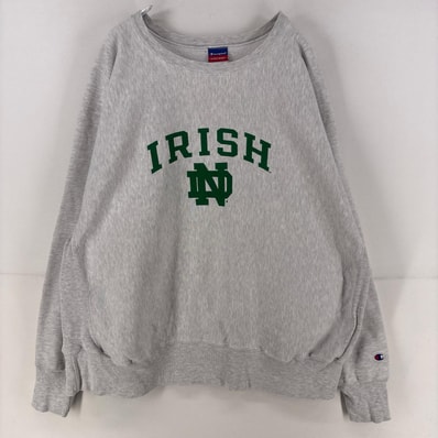 古着 チャンピオン Champion スウェット プルオーバー リバースウィーブ カレッジプリント アイリッシュ 霜降り 3XL グレー メンズ