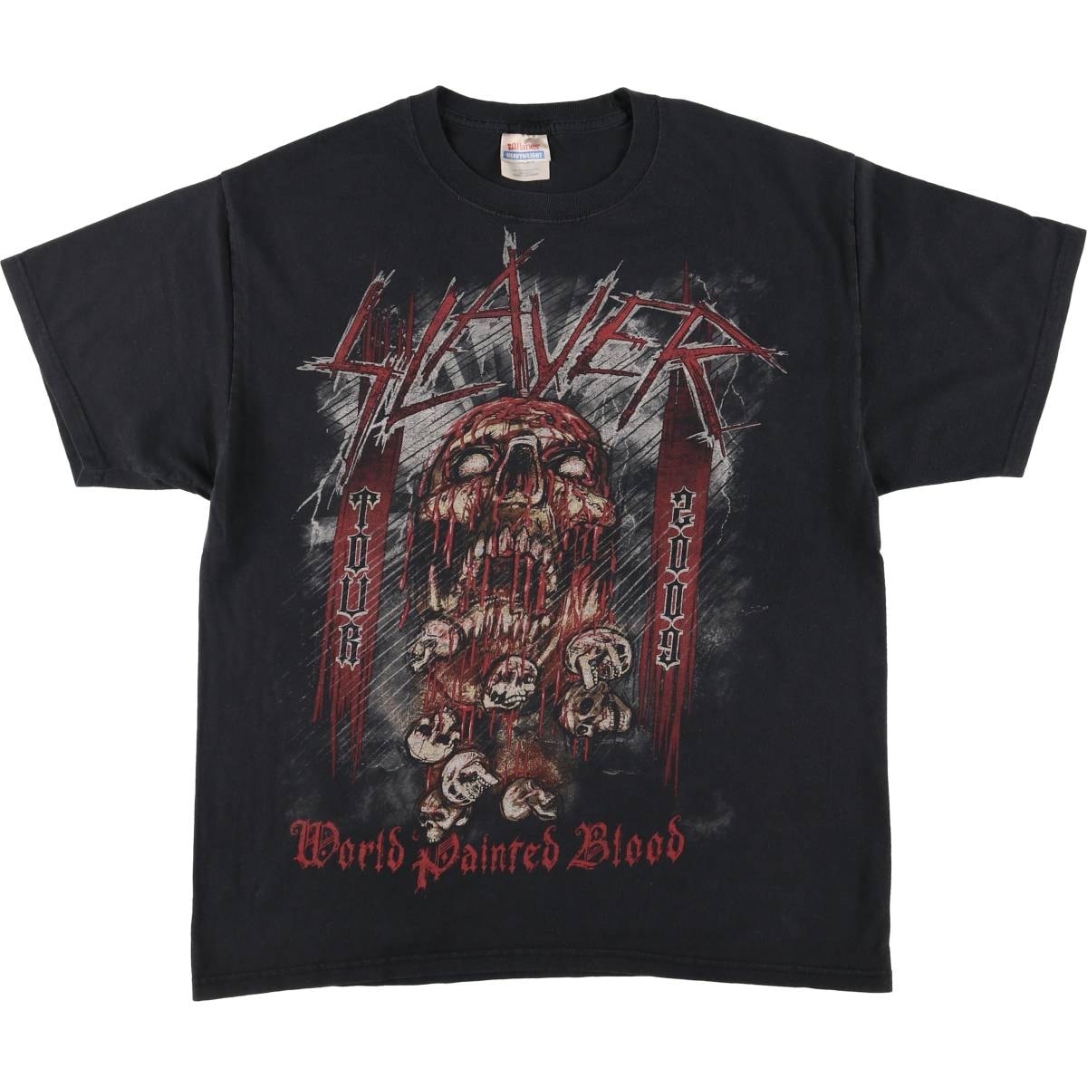 古着 ヘインズ HANES SLAYER スレイヤー ドクロ柄 スカル柄 バンドTシャツ バンT メンズL相当/eaa559514