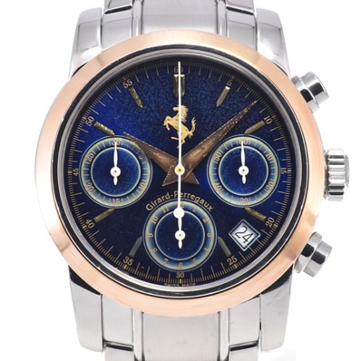 ジラール・ペルゴ GIRARD-PERREGAUX 8020 フェラーリ クロノグラフ ブルー 自動巻き メンズ 腕時計 K#146962