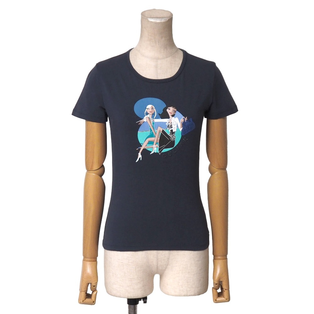 CELINE セリーヌ ヴィンテージ 半袖Tシャツ サイズS プリント ラインストーン ロゴ VENUS PICNIC ブランド古着【中古】20260807/PU0273