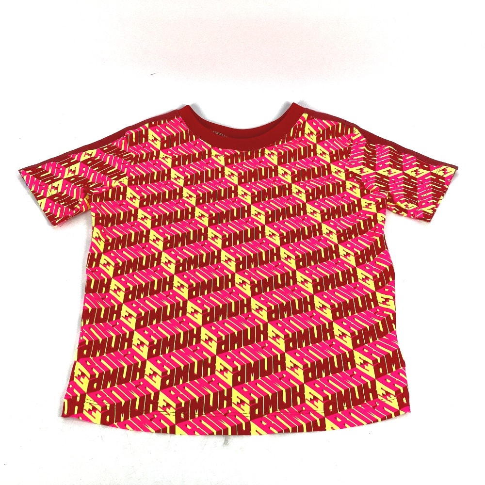 フェンディ FENDI ロゴ FS7137 アパレル トップス 丸首 半袖Tシャツ コットン レッド 美品