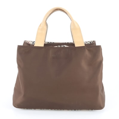 バーバリー ノバ チェックハンドバッグ レザー×ナイロン