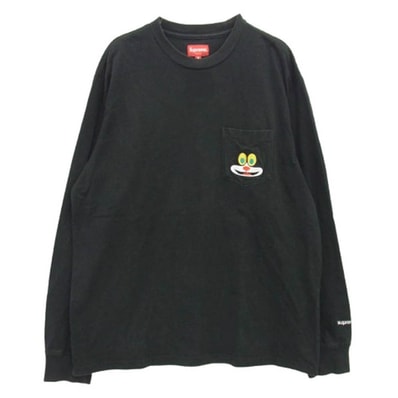 Supreme シュプリーム Tシャツ 19AW Cat L/S Pocket Tee キャット ポケット 長袖 Tシャツ ブラック系 M【中古】