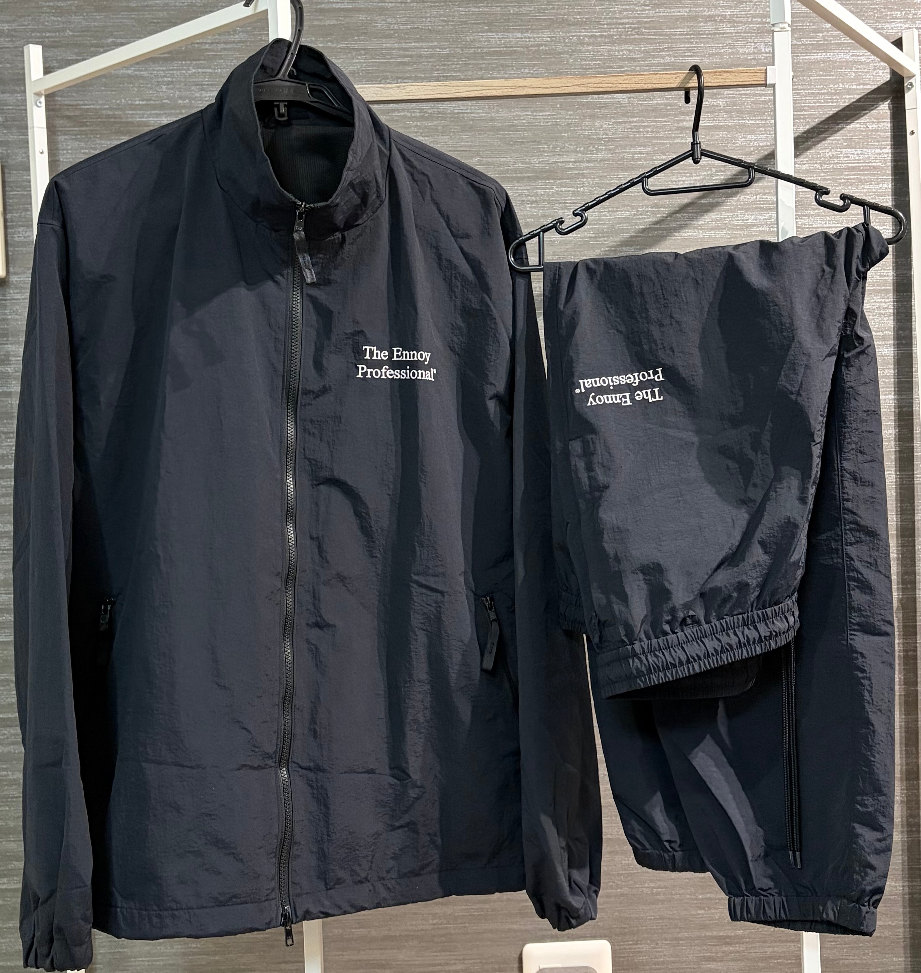 ENNOY 23AW Stylistshibutsu Nylon Track Suit Set Up Black × White AW23BRENJK02LP / AW23BRENPT04LP