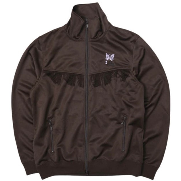 新品 Needles x City Lights : Donuts ニードルス シティライツ ドーナツ 25SS 別注 日本製 Track Jacket - Poly Smooth トラックジャケット ポリスムース QV1900 L BROWN フリンジ