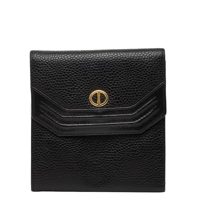 ディオール 三つ折り財布 ブラック レザー レディース Dior 【中古】