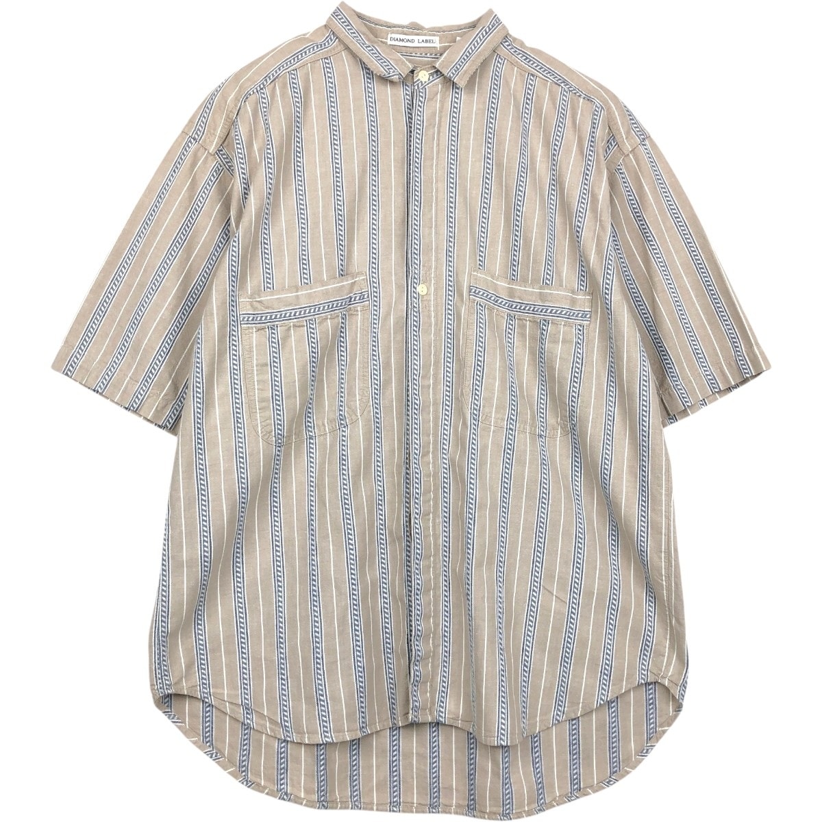 古着 リーバイス Levi's DIAMOND LABEL 半袖 コットン ストライプシャツ メンズL相当/eaa655319
