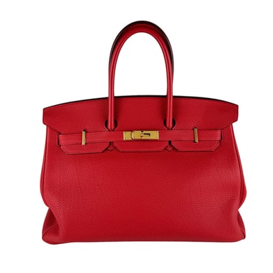 エルメス HERMES ハンドバッグ バーキン35 トゴ ルージュカザック ゴールド レディース【中古】 z10366