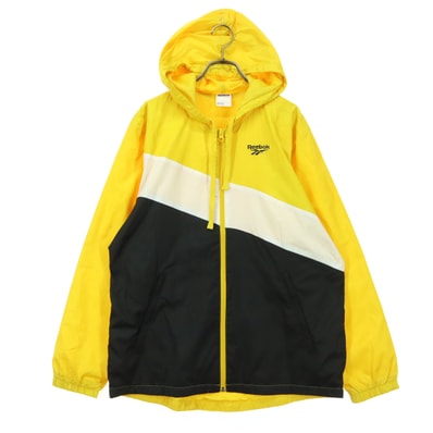 Reebok リーボック マルチカラー 長袖 ナイロンジャケット M イエロー系 フーディー