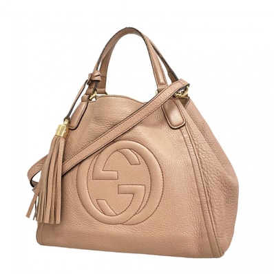 【6da0728-k】グッチ ハンドバッグ ソーホー 336751 レザー ピンクベージュ シャンパンゴールド金具 2wayバッグ【中古】レディース