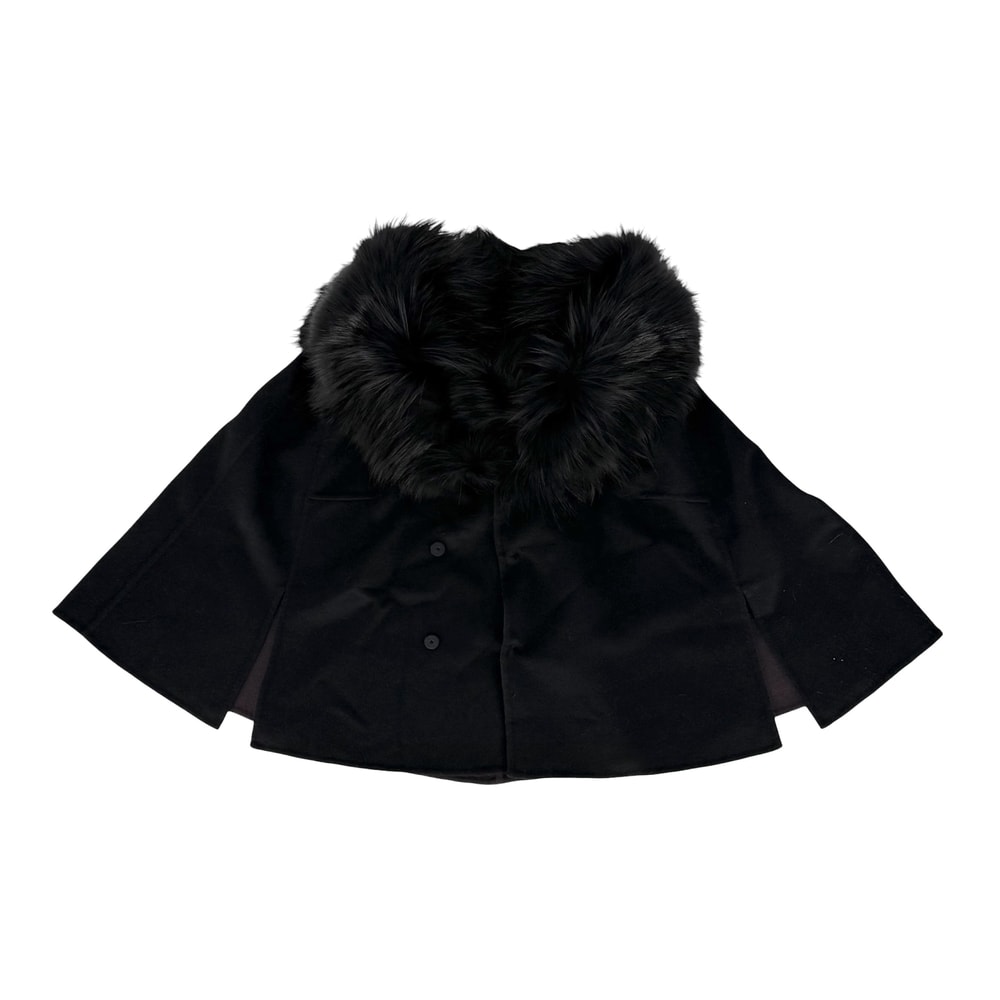 FENDI フェンディ ポンチョ ファー 40 ブラック 黒 カシミヤ ファー 【中古品】