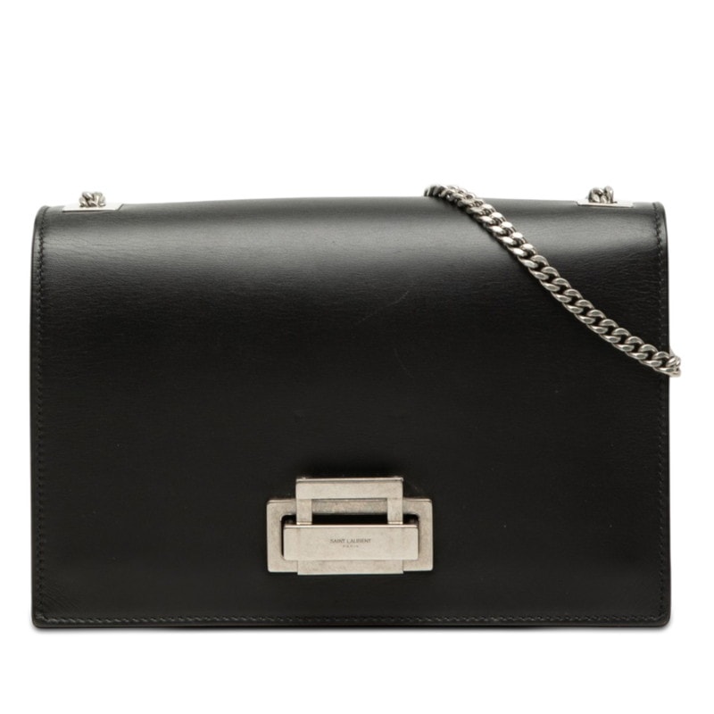 サンローラン 斜め掛け チェーン ショルダーバッグ ブラック レザー レディース SAINT LAURENT 【中古】