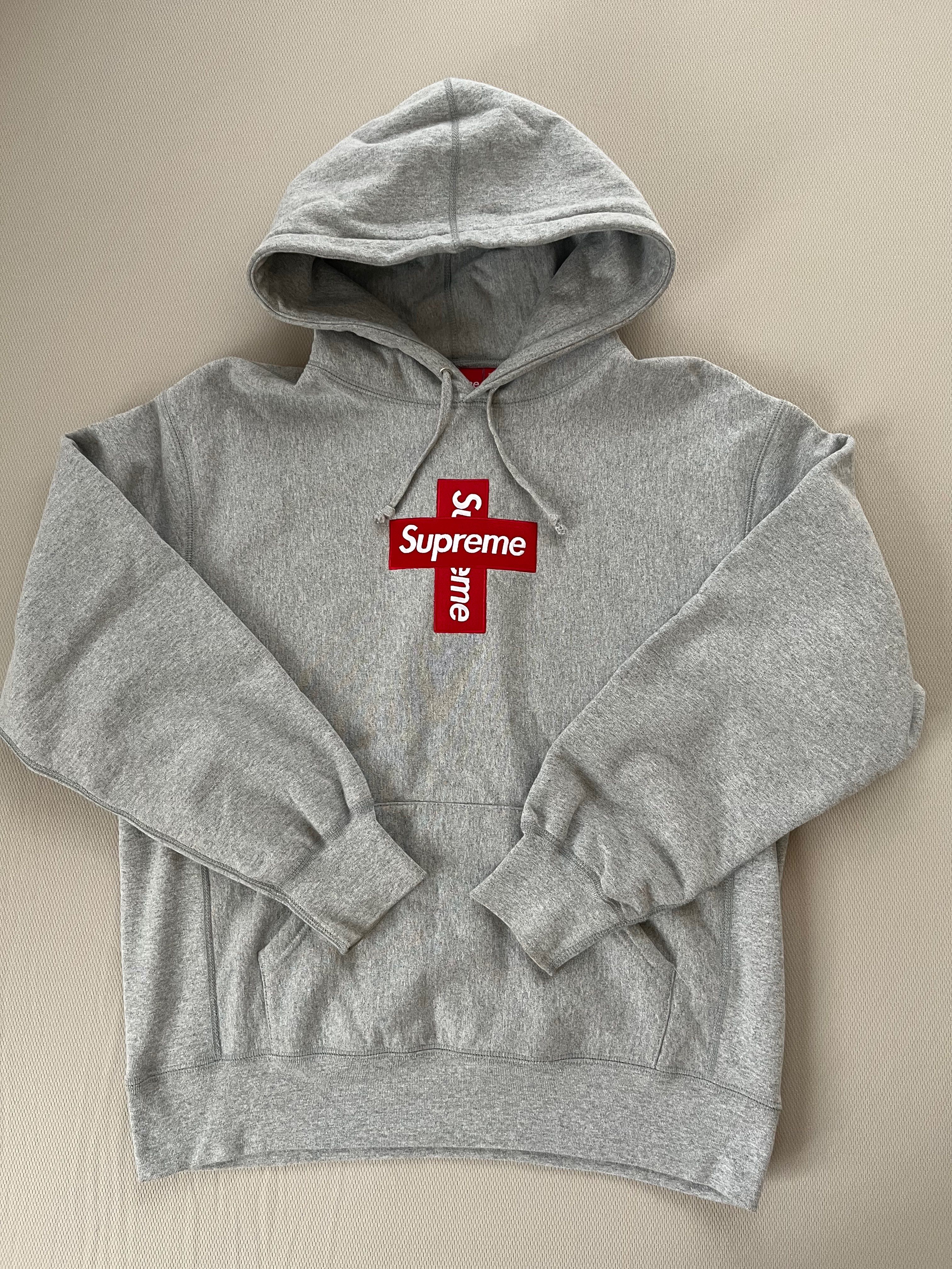 Supreme Cross Box Logo Hooded Sweatshirt "Grey"