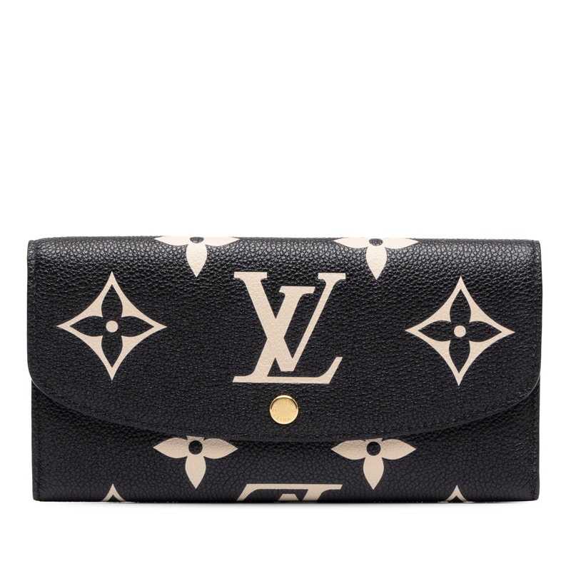ルイ ヴィトン モノグラム アンプラント ポルトフォイユ エミリー 長財布 M83138 ブラック レザー レディース LOUIS VUITTON 中古