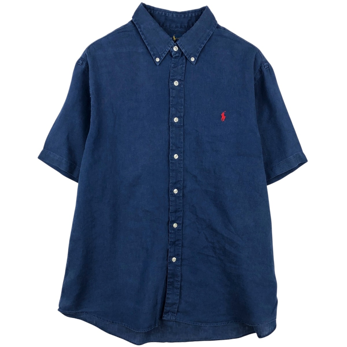 古着 ラルフローレン Ralph Lauren CLASSIC FIT 半袖 リネン ボタンダウンシャツ メンズXL相当/eaa639536