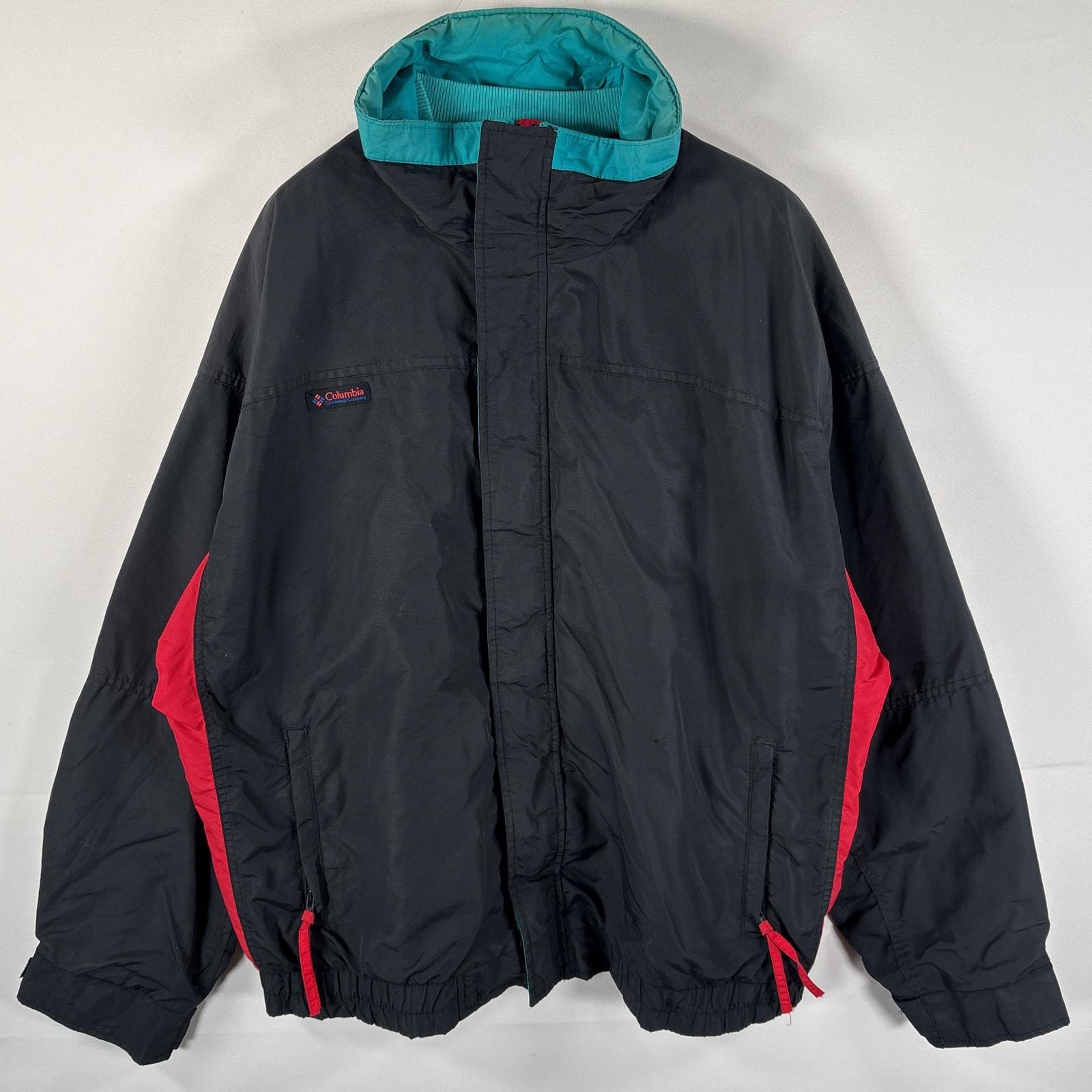 古着 90's/90年代 コロンビア Columbia ナイロンジャケット インターチェンジジャケット ワンポイントロゴ 大きいサイズ XL  ブラック メンズ