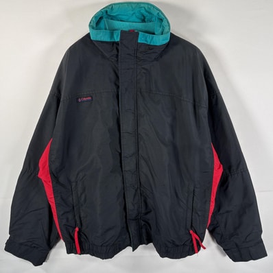 古着 90's/90年代 コロンビア Columbia ナイロンジャケット インターチェンジジャケット ワンポイントロゴ 大きいサイズ XL ブラック メンズ
