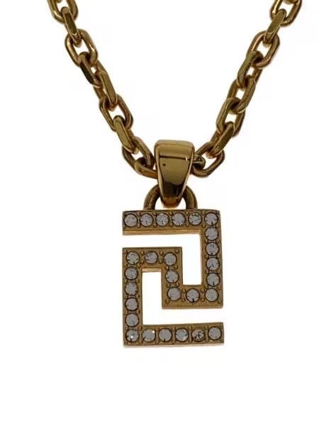 VERSACE Rhinestone Greca Necklace "Gold"