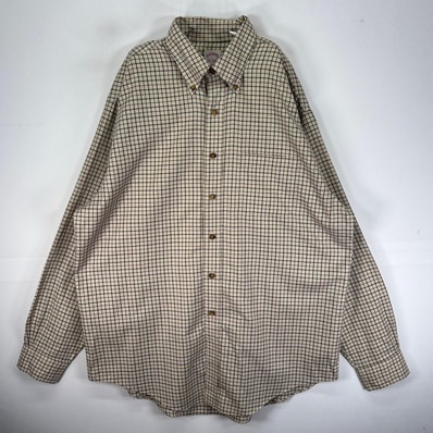 古着 ブルックスブラザーズ Brooks Brothers 長袖シャツ ボタンダウン 1818 胸ポケット L ベージュ系 チェック メンズ