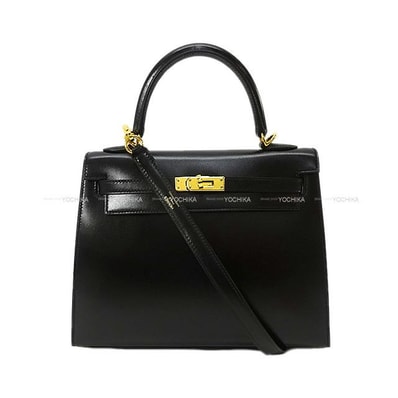 【恵比寿明治通り店】HERMES エルメス ショルダーバッグ ケリー25 外縫い 黒 (ブラック) ボックスカーフ ゴールド金具 K刻印 新品