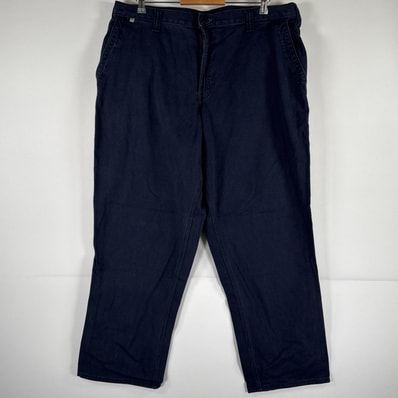 古着 カーハート Carhartt ワークパンツ コットン チノパン 作業着 大きいサイズ ワンポイント ロゴ FR w40 L30 ネイビー メンズ