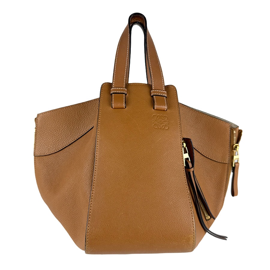 ロエベ LOEWE ハンドバッグ ショルダーバッグ ハンモック スモール レザー ブラウン ゴールド レディース【中古】 z8049