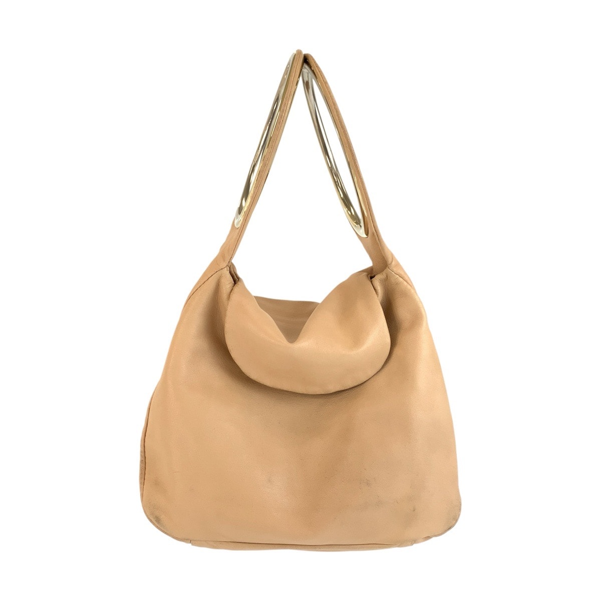 MARNI マルニ ミラー付き ベージュ レザー ハンドバッグ レディース 603436 【中古】