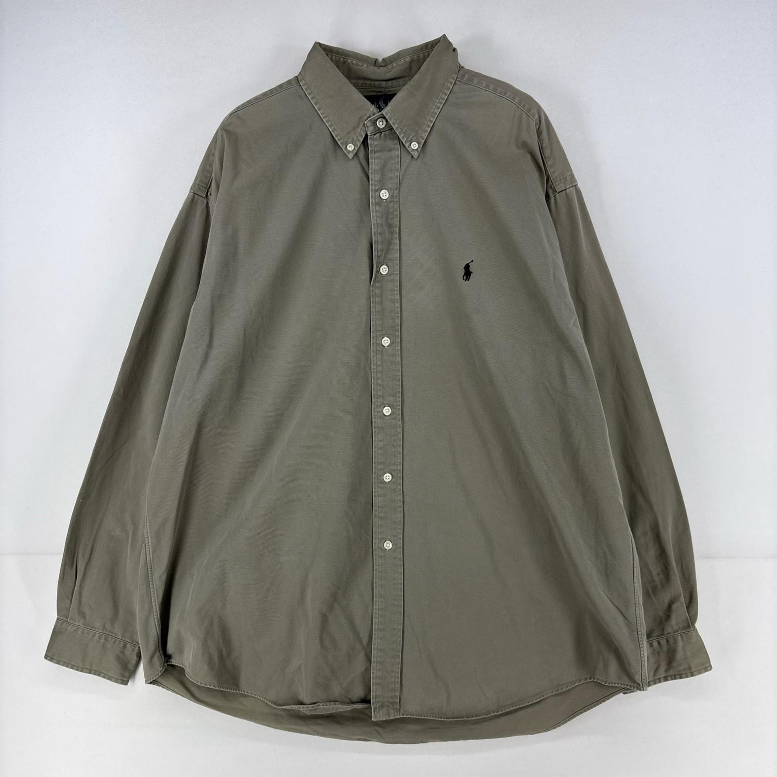 古着 ラルフローレン RALPH LAUREN 長袖シャツ ボタンダウン ワンポイントロゴ BLAKE オックスフォード XL グレー メンズ