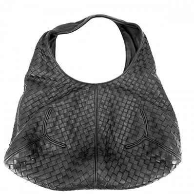 BOTTEGAVENETA ボッテガヴェネタ ハンドバッグ イントレチャート ワンハンドル レザー ブラック 黒 ブラック金具 ユニセックス【中古品】