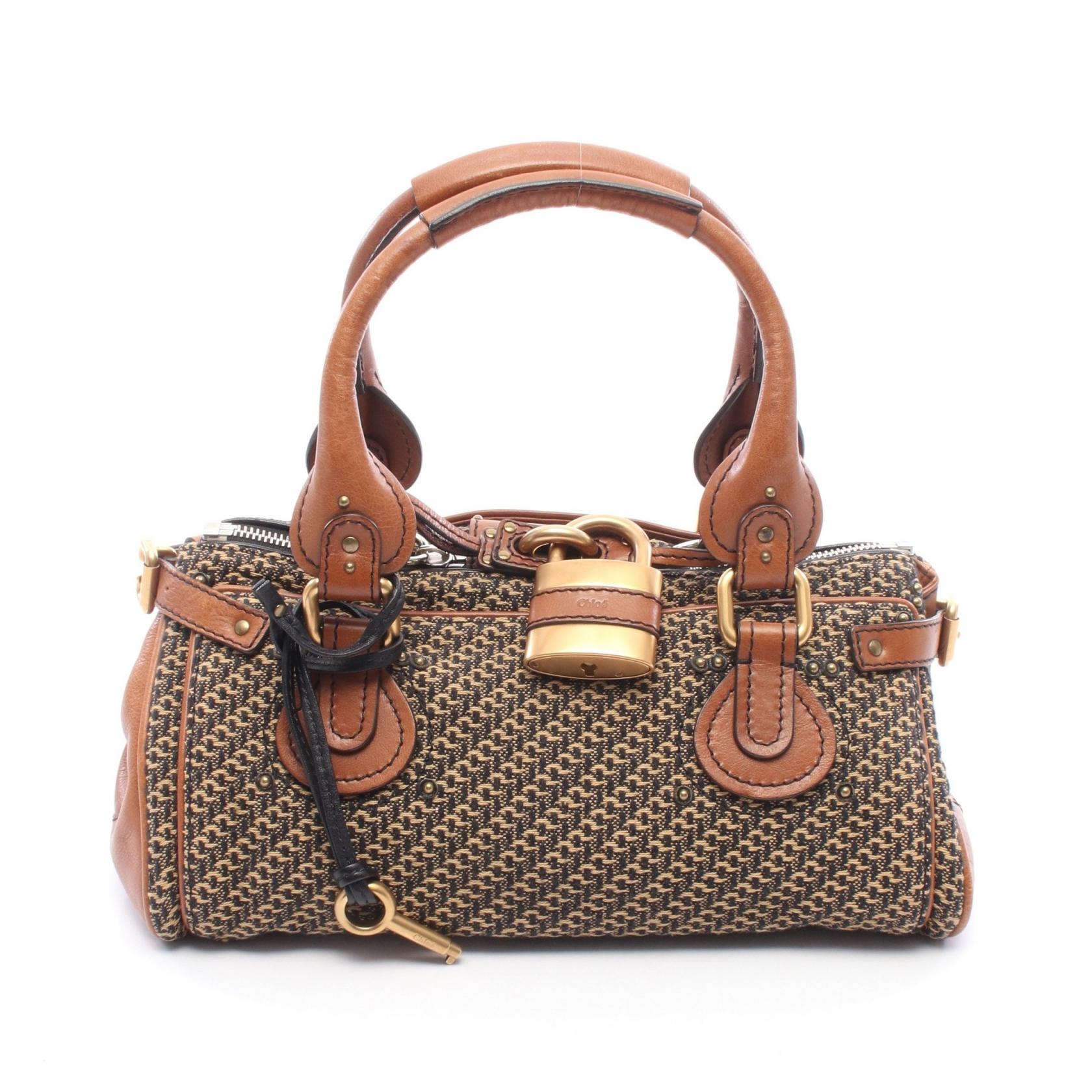 クロエ Chloe パディントン ハンドバッグ バッグ ファブリック レザー レディース ブラウン系 / ブラック系 / ベージュ系 【中古】