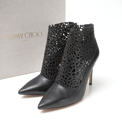 ■美品■JIMMY CHOO ジミーチュウ MAURICE ブーツ サイズ37 レザーカット ショートブーツ 靴 イタリア製 ブランド古着【中古】RB0582