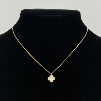 Van Cleef & Arpels(ヴァンクリーフ&アーペル) スウィート アルハンブラ マザー オブ パール Au750 ネックレス 2.81g ホワイト×ゴールド