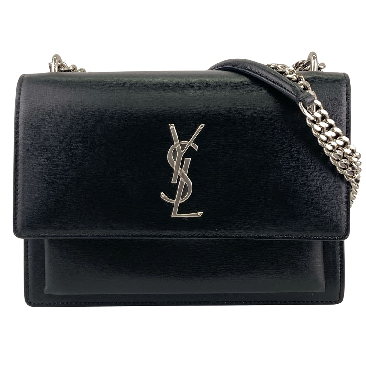 SAINT LAURENT サンローラン パリ サンセット ミディアム チェーンショルダーバッグ ショルダーバッグ 442906 レザー ブラック  レディース【中古】