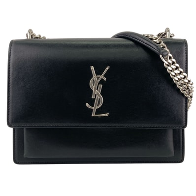SAINT LAURENT サンローラン パリ サンセット ミディアム チェーンショルダーバッグ ショルダーバッグ 442906 レザー ブラック レディース【中古】