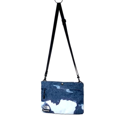 Supreme x The North Face Bleached Denim Print Shoulder Bag "Indigo"