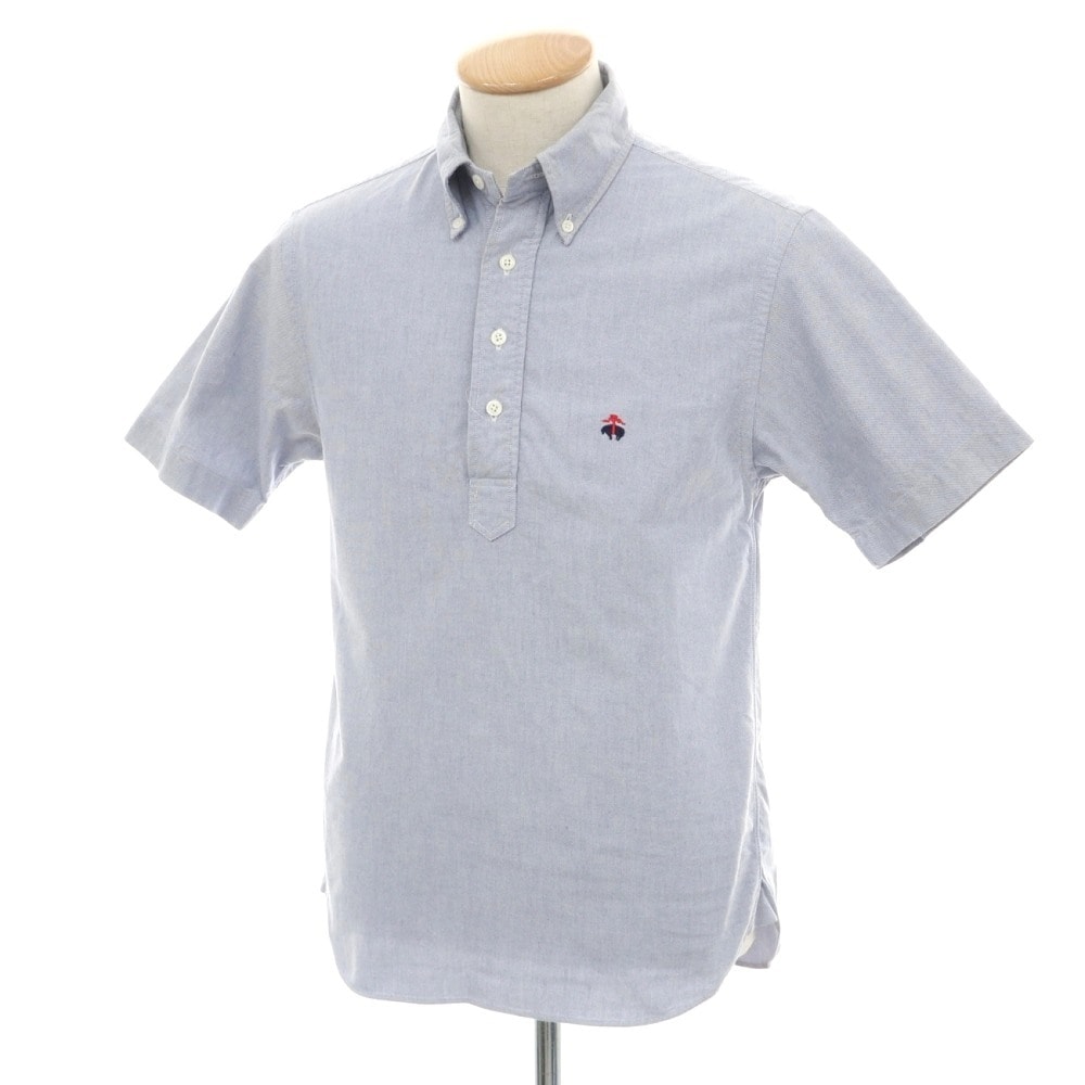 【中古】ブルックスブラザーズ Brooks Brothers オックスフォード コットン ボタンダウン プルオーバー 半袖シャツ ライトブルー【サイズS】【メンズ】