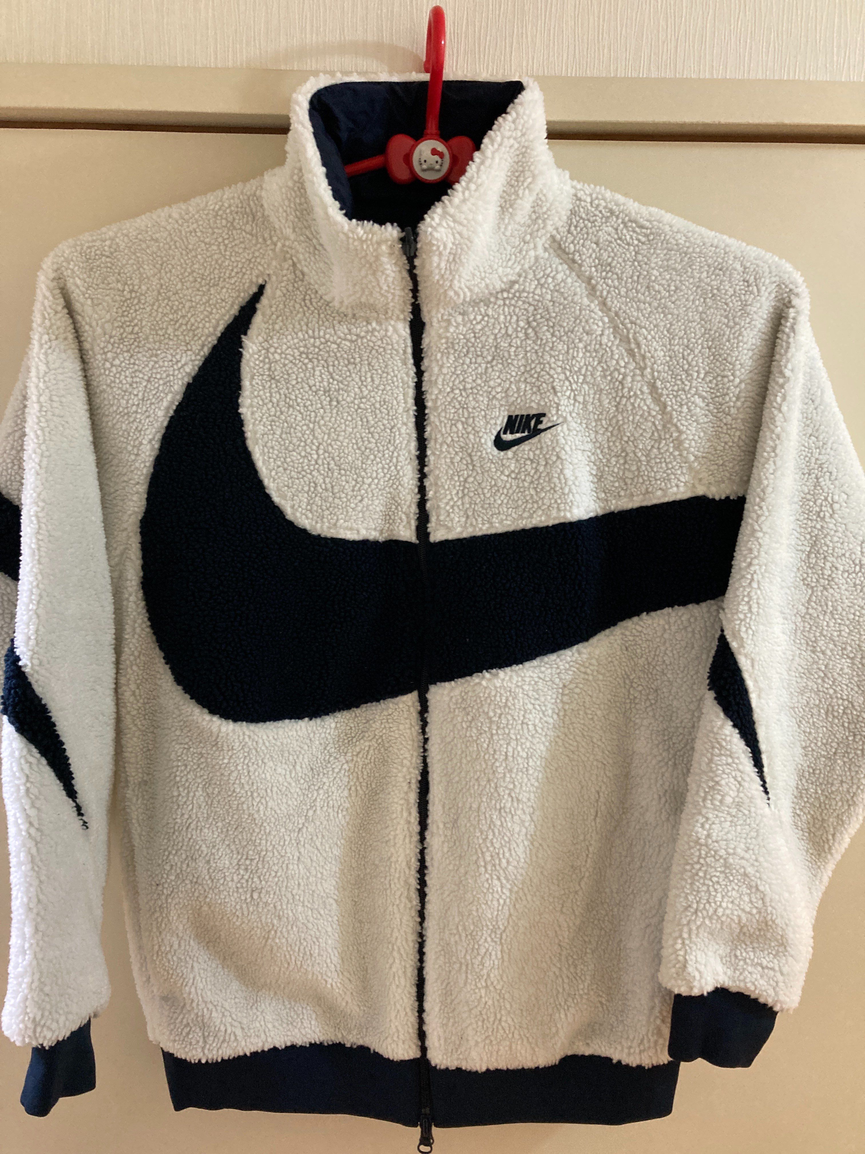 Nike Big Swoosh Reversible Boa Jacket "Sail/Dark Obsidian"