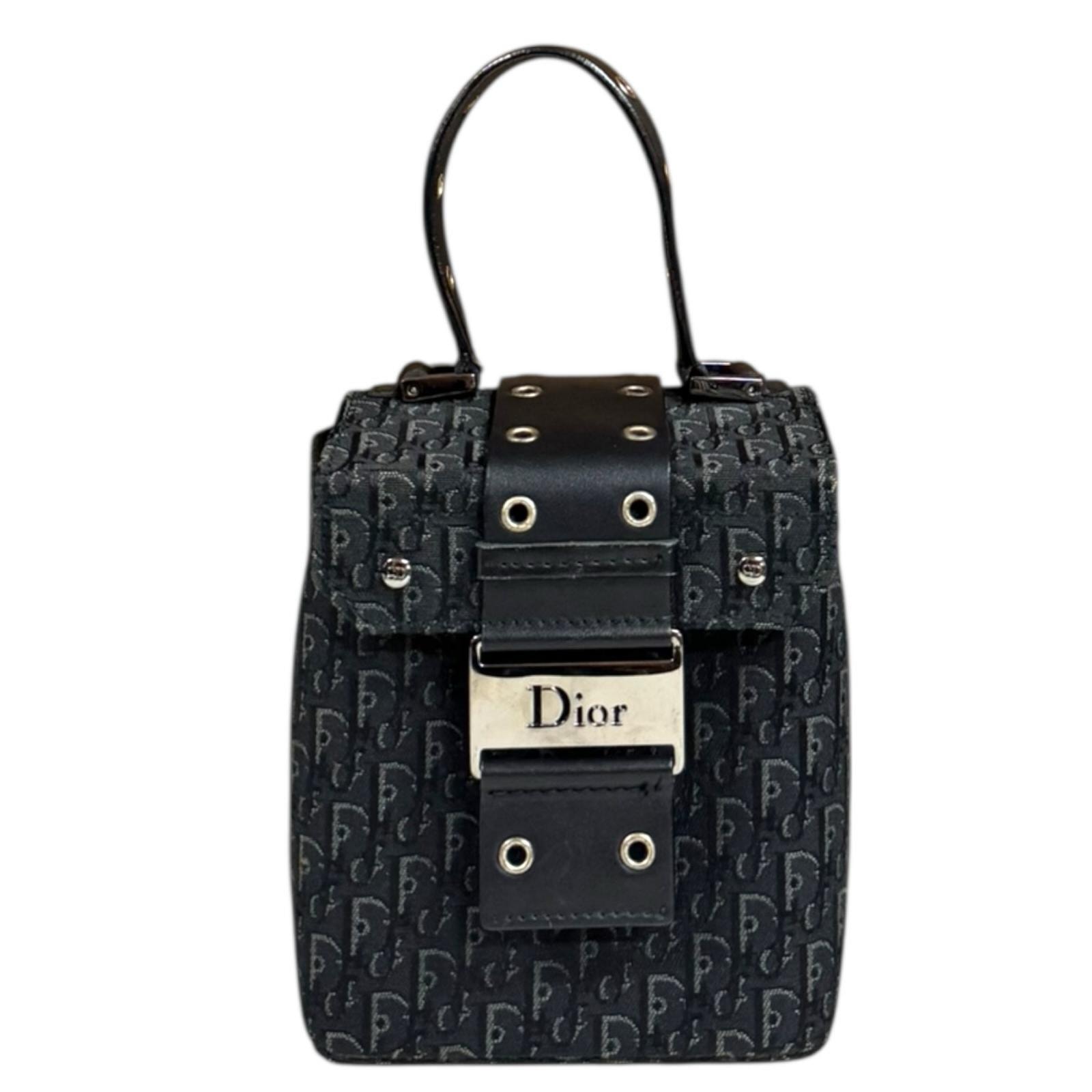 ディオール バニティバッグ トロッター ハンドバッグ キャンバス HE1002 ブラック レディース Dior 中古