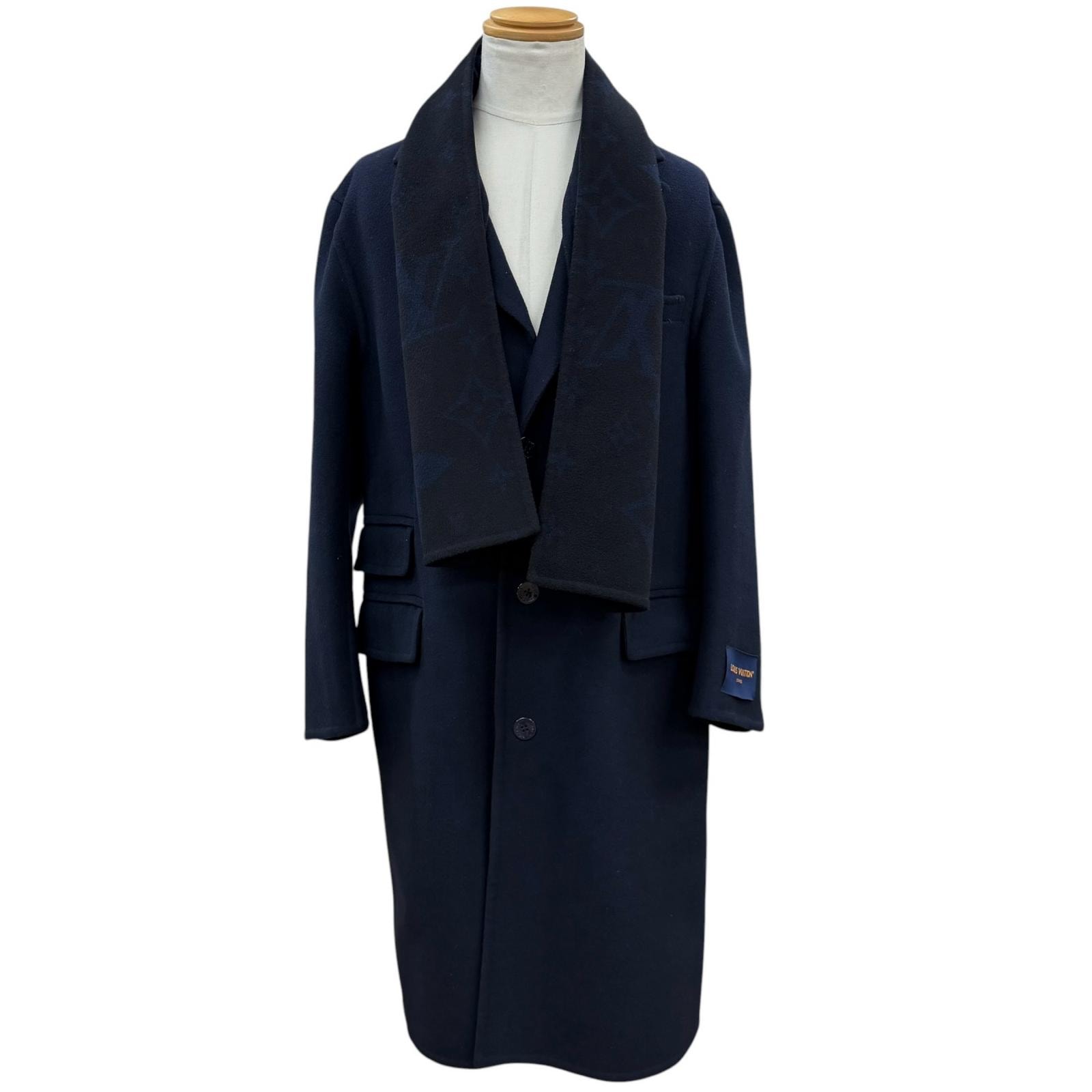 極美品 ルイヴィトン コート モノグラムジャイアント フーデッドマフラー 46