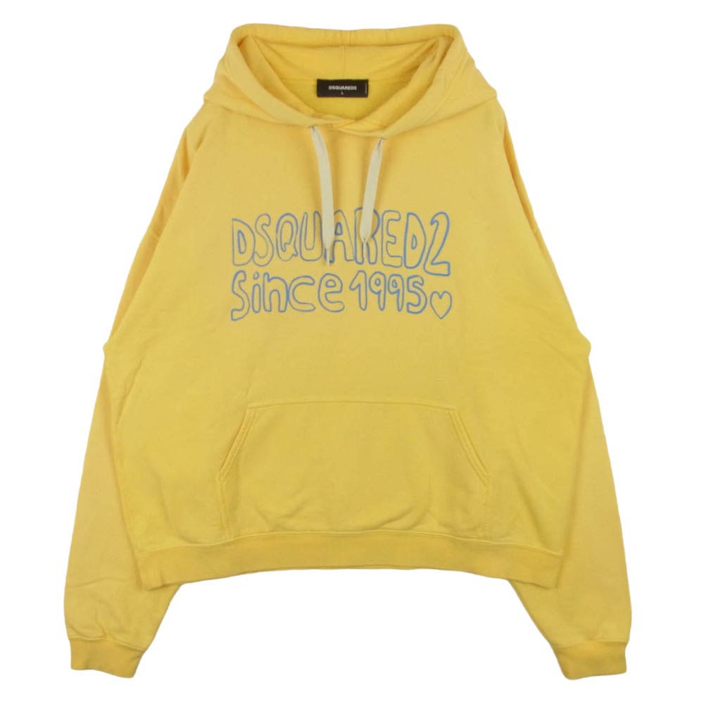 DSQUARED2 ディースクエアード 24AW S74GU0735 Muscle Hoodie マッスル フーディー フロントプリント パーカー イエロー系 L【中古】