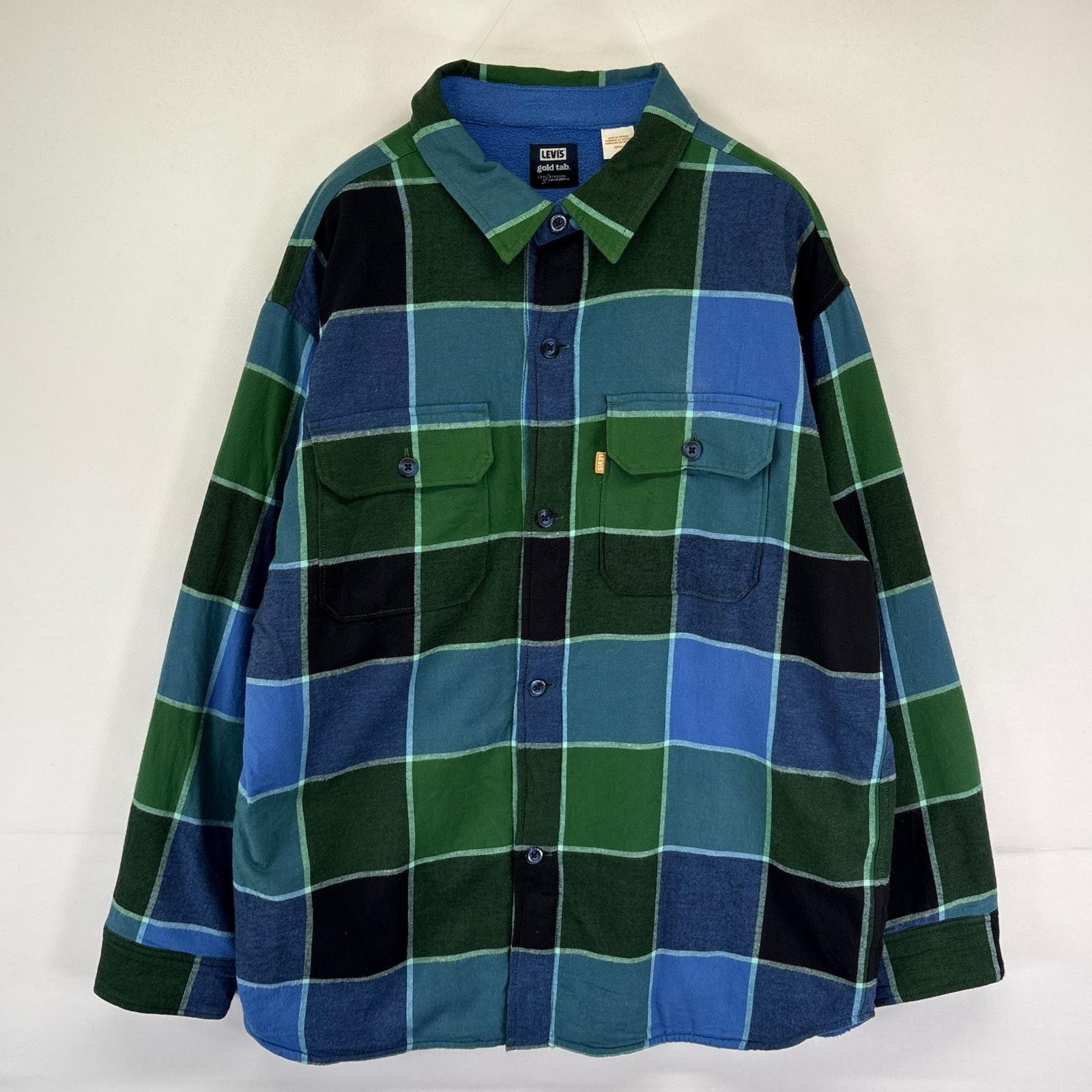古着 リーバイス Levi's 長袖シャツ シャツJKT フリースライナー マルチカラー GOLD TAB S  ブルー系 チェック メンズ
