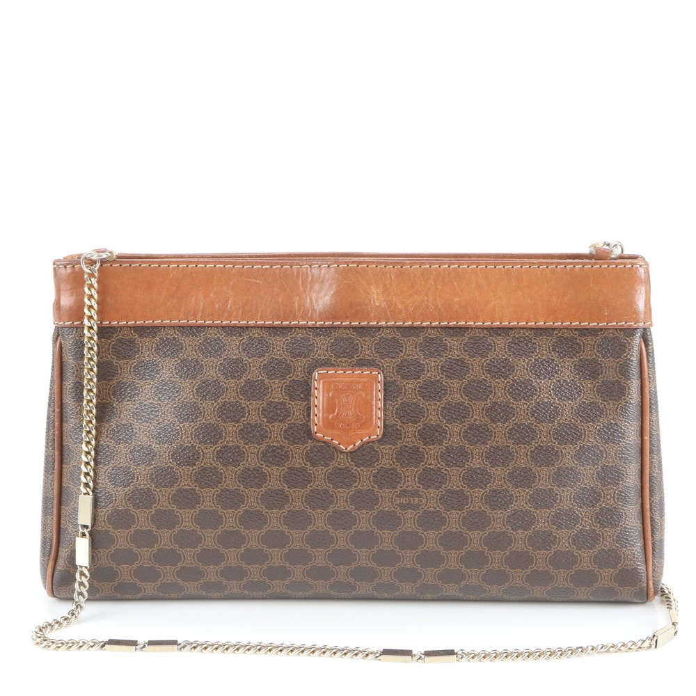 ■美品 セリーヌ マカダムチェーンショルダーバッグ