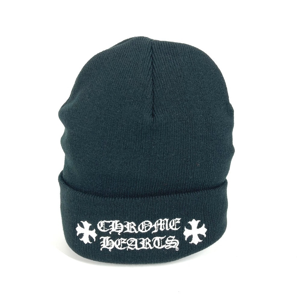 クロムハーツ CHROME HEARTS WATCH CAP ワッチキャップ バイカラー ビーニー 帽子 ニット帽 ニットキャップ ニット帽 アクリル ブラック 未使用