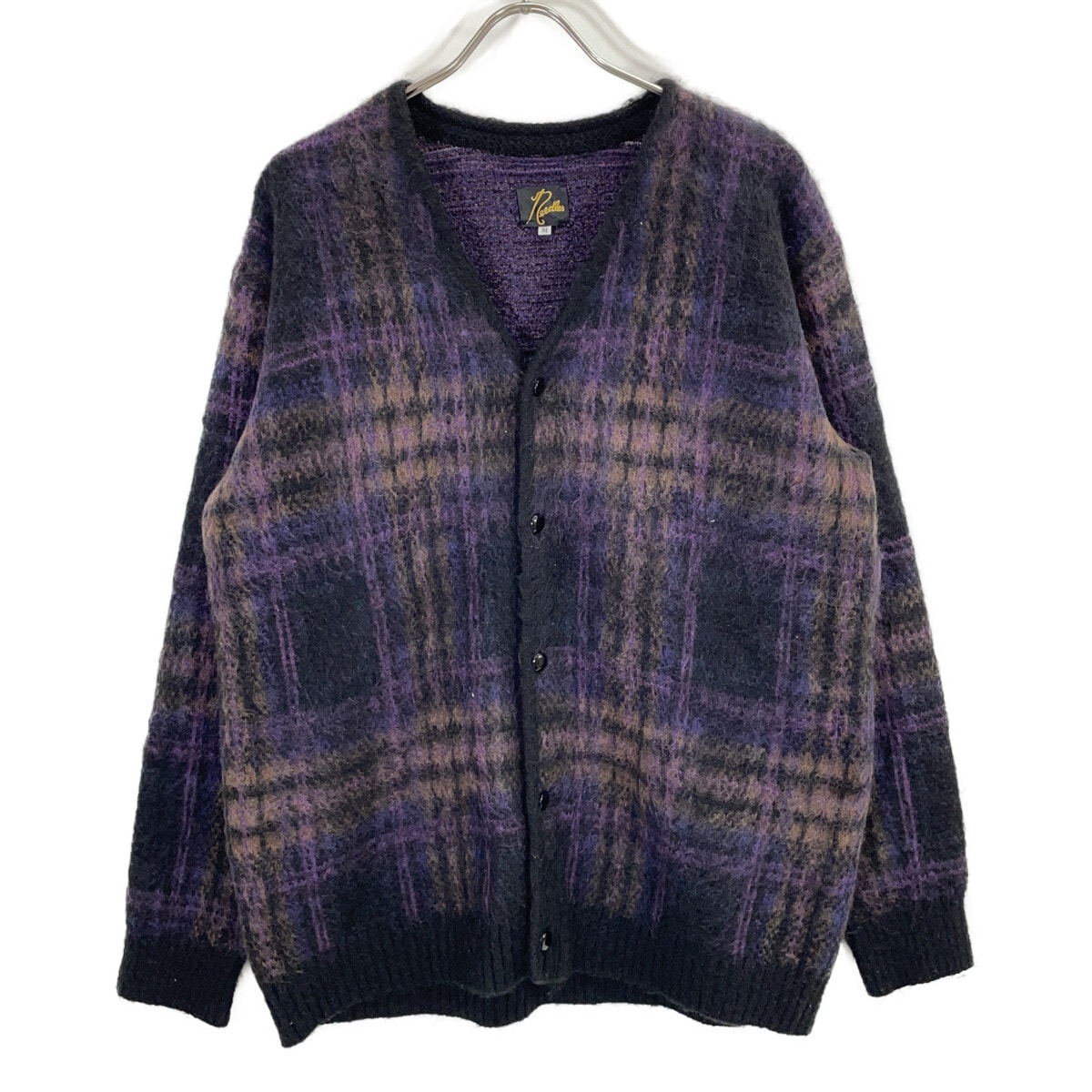 ニードルズ NS1505 チェック モヘアニット オーバーカーディガン M