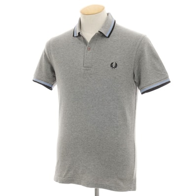 【中古】フレッドペリー FRED PERRY コットン 鹿の子 半袖ポロシャツ グレー【サイズ36】【メンズ】