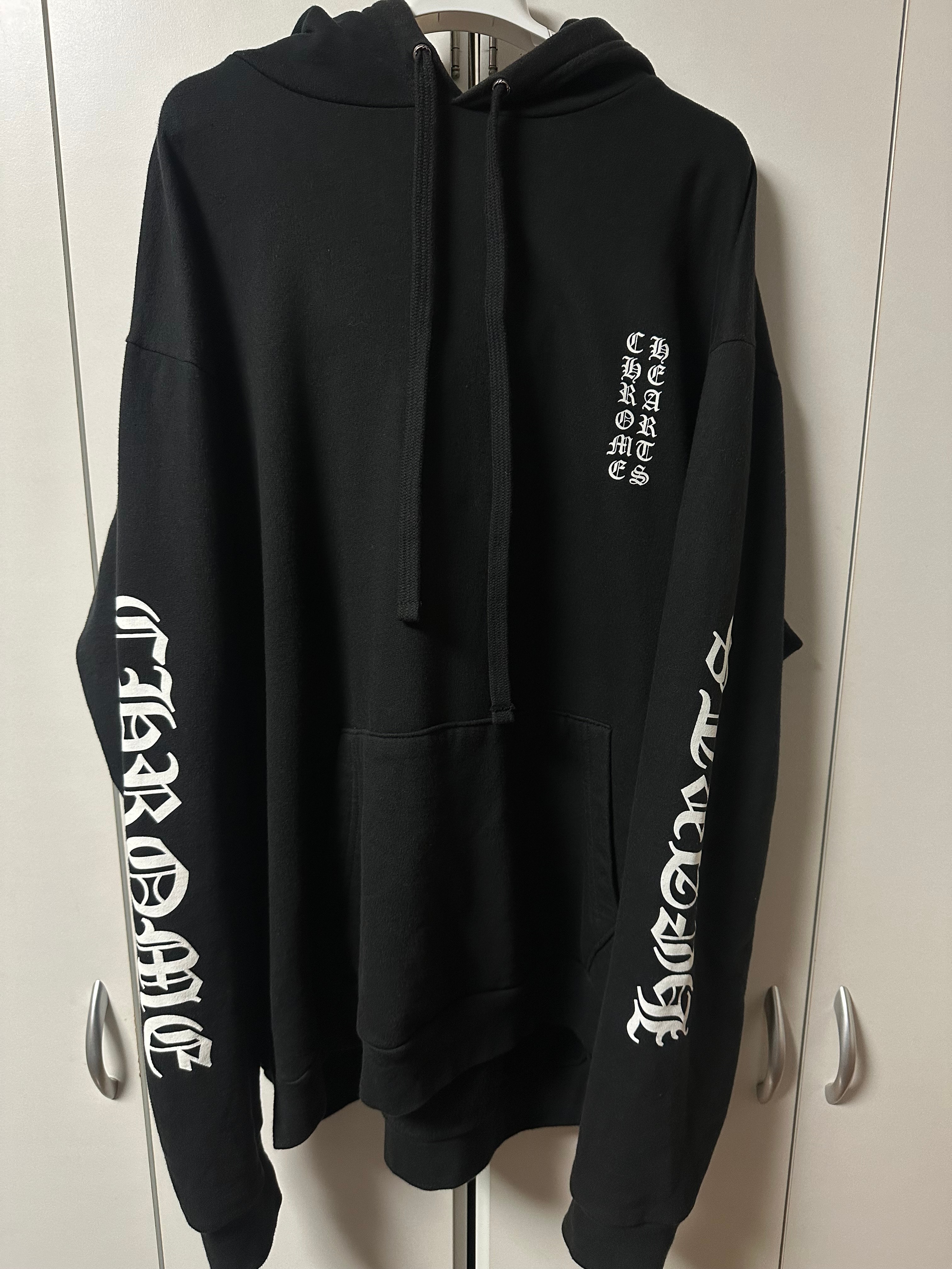 Chrome Hearts Vertical Logo Pullover Hoodie "Black/White"