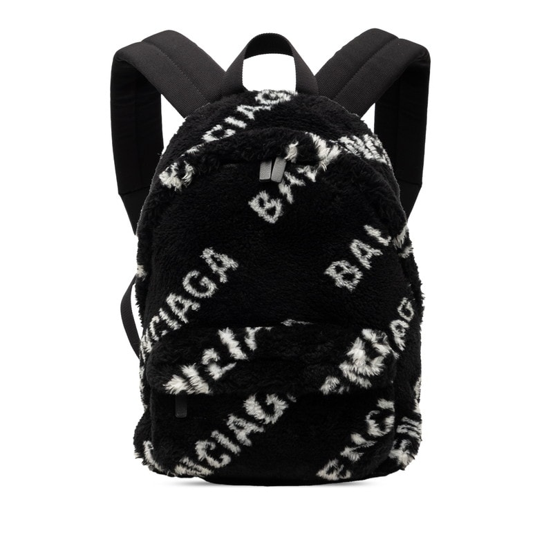 バレンシアガ エブリデイ リュック バックパック 552379 ブラック ホワイト フェイクファー レザー レディース BALENCIAGA 【中古】
